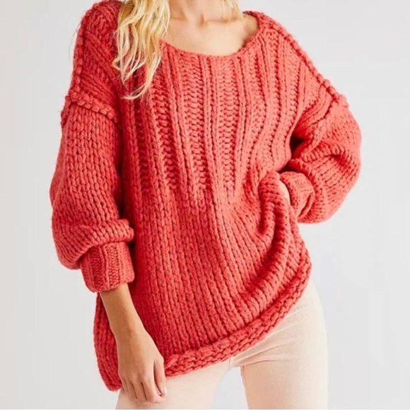 Free People Sweaters - FREE PEOPLE Oversize Slouchy Be There Pullover Chunky Knit Sweater size M nwot